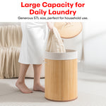 Load image into Gallery viewer, Bamboo Laundry Basket For Storage Round Brown