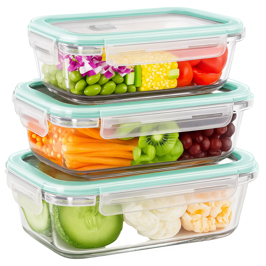 Borosilicate Glass Food Containers Set Of 3 410 ml, 700 ml & 1050 ml