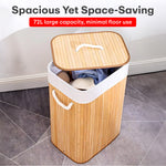 Load image into Gallery viewer, Rioware Bamboo laundry bag basket for clothes with lid toy storage organiser box foldable Square Home Organizer and Storage | Eco Friendly | Compact and Easy to carry Dark Brown