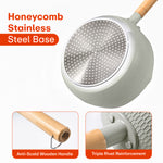 Load image into Gallery viewer, Rioware 20cm (3.1L) Granite Coating Sauce Pan | Nonstick Pan with Glass Lid & Wooden Handle – Compact & Durable | Cooking Pan for Soup, Noodles, Tea, Pasta & Steamed Vegetables (White)