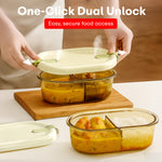 Load image into Gallery viewer, Slim High Borosilicate Glass Microwave Safe Two Compartment Lunch Box Set 750ml