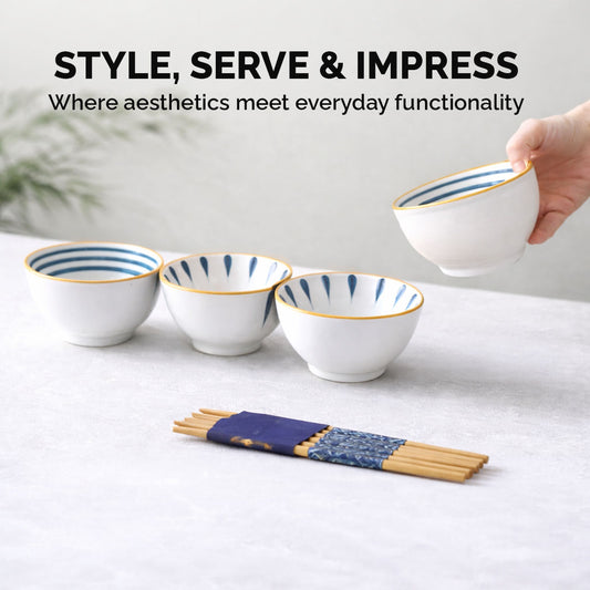 Serve Bowl Set of 4 with Chopsticks