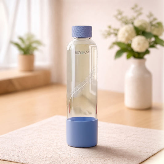 Purifa Pro Borosilicate Glass Water Bottle With Silicon Sleeve 750ml Blue