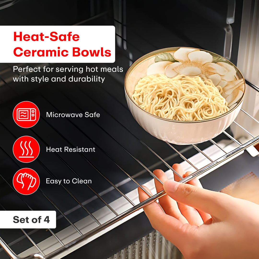 Ceramic Bowl Set Of 4 Dishwasher & Microwave Safe Bowl 250 ml
