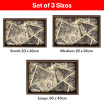 Load image into Gallery viewer, Serving Trays Wooden Black Abstract - Set of 3