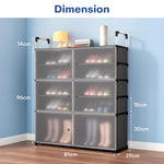 Load image into Gallery viewer, ioware Upgraded Shoe Rack for Home Plastic, Portable Shoe Rack with Dustproof Door for Heels/Slippers/Boots,𝟔-𝐃𝐨𝐨𝐫_𝟏0-𝐒𝐡𝐞𝐥𝐟 Shoe Storage Cabinet for Entryway or Bedroom - Black