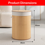 Load image into Gallery viewer, Bamboo Laundry Basket For Storage Round Brown