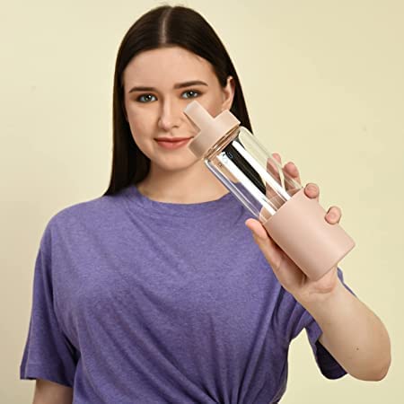 Hydraboost Borosilicate Glass Water Bottle With Silicon Sleeve 550ml Grey