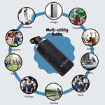 Load image into Gallery viewer, Aquashot Borosilicate Glass Water Bottle With Silicon Sleeve 750ml Black