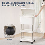 Load image into Gallery viewer, Rioware 3 Tier Slim Storage Trolley with Wheels & Top Lid | Plastic Rolling Organizer Cart for Home, Office, Bedroom, Kitchen, Bathroom, Laundry | Space Saver Plastic Rack
