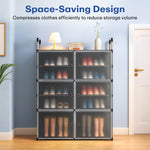 Load image into Gallery viewer, ioware Upgraded Shoe Rack for Home Plastic, Portable Shoe Rack with Dustproof Door for Heels/Slippers/Boots,𝟔-𝐃𝐨𝐨𝐫_𝟏0-𝐒𝐡𝐞𝐥𝐟 Shoe Storage Cabinet for Entryway or Bedroom - Black