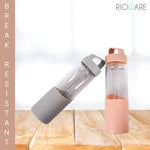 Load image into Gallery viewer, Hydraboost Borosilicate Glass Water Bottle With Silicon Sleeve 550ml Grey