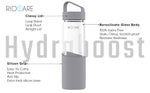 Load image into Gallery viewer, Hydraboost Borosilicate Glass Water Bottle With Silicon Sleeve 550ml Grey