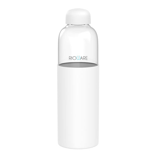 Riobuzz Borosilicate Glass Water Bottle With Silicone Sleeve 550 ml Blue
