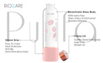 Load image into Gallery viewer, Purifa Borosilicate Glass Water Bottle With Silicon Sleeve 750ml Green