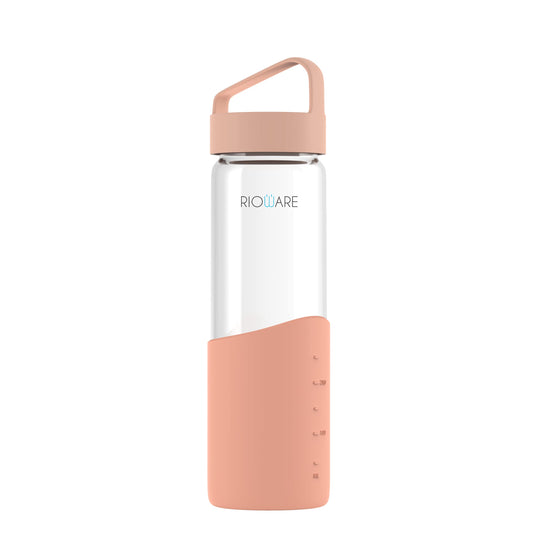 Hydraboost Borosilicate Glass Water Bottle With Silicon Sleeve 550ml Grey