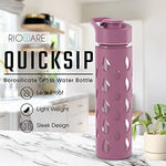 Load image into Gallery viewer, Quicksip Borosilicate Glass Water Bottle with Silicon Sleeve 550ml Green