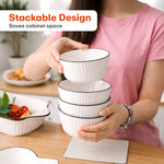 Load image into Gallery viewer, Rioware Cream Ceramic Bowl Set of 5, 580 ML Microwave & Dishwasher Safe Bowl for Serving Snacks, Dal, Rice, Noodles | Perfect for Daily Use, Gifting, Birthday, Anniversary