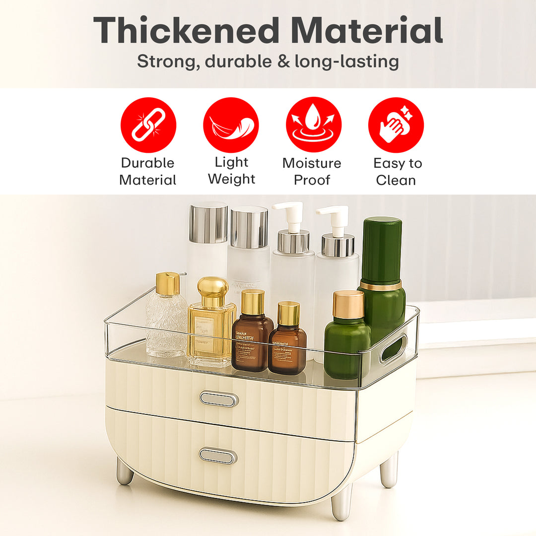 Luxury Multi Function Makeup Storage Box Creamy White