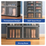 Load image into Gallery viewer, Rioware Upgraded Shoe Rack for Home Plastic, Portable Shoe Rack with Dustproof Door for Heels/Slippers/Boots,𝟔-𝐃𝐨𝐨𝐫_𝟏0-𝐒𝐡𝐞𝐥𝐟 Shoe Storage Cabinet for Entryway or Bedroom - Black