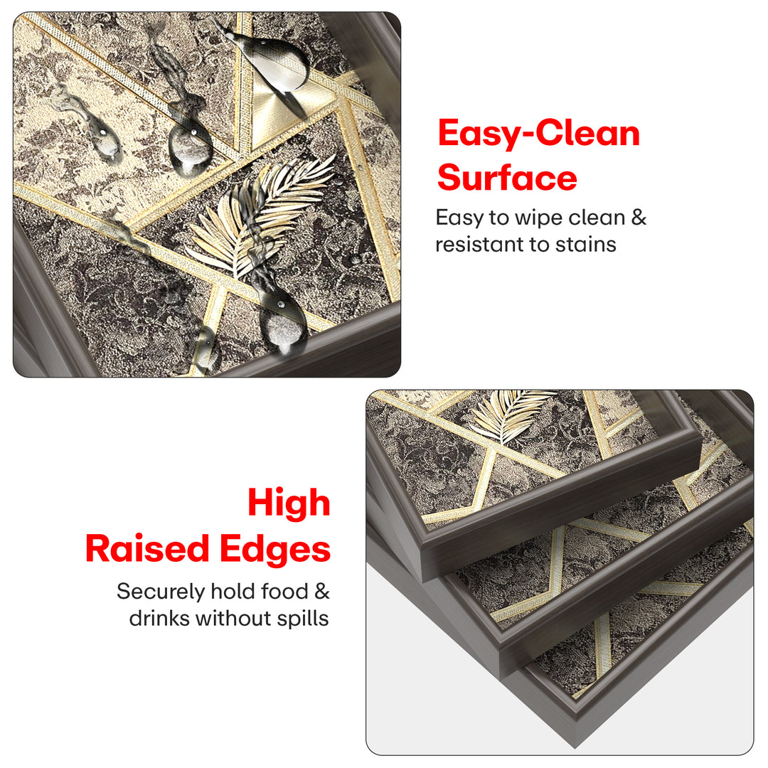 Serving Trays Wooden Black Abstract - Set of 3
