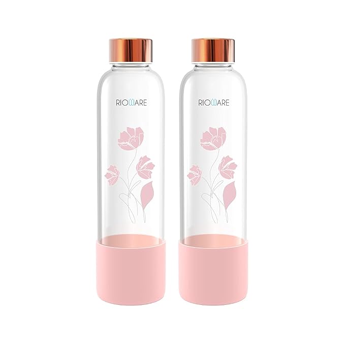 Purifa Borosilicate Glass Water Bottle With Silicon Sleeve 750ml Green