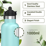 Load image into Gallery viewer, Riotuff Insulated Stainless Steel Leak Proof Water Bottle 24 Hours Hot And Cold 1 Ltr Blue
