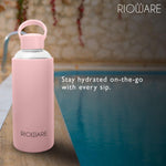 Load image into Gallery viewer, Aquashot Borosilicate Glass Water Bottle With Silicon Sleeve 750ml Black