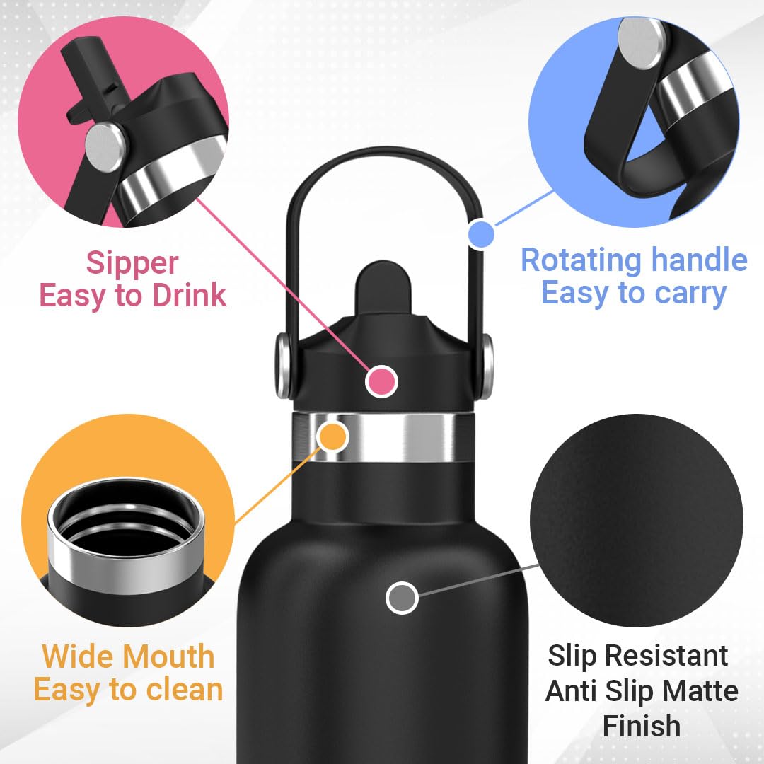 Riotuff Insulated Stainless Steel Leak Proof Water Bottle 24 Hours Hot And Cold  1 Ltr Blue