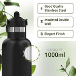 Load image into Gallery viewer, Riotuff Insulated Stainless Steel Leak Proof Water Bottle 24 Hours Hot And Cold 1 Ltr Blue