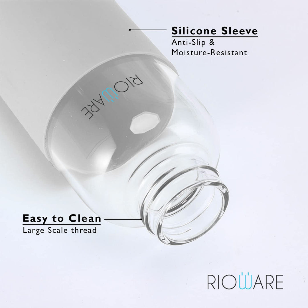 Riobuzz Borosilicate Glass Water Bottle With Silicone Sleeve 550 ml Blue