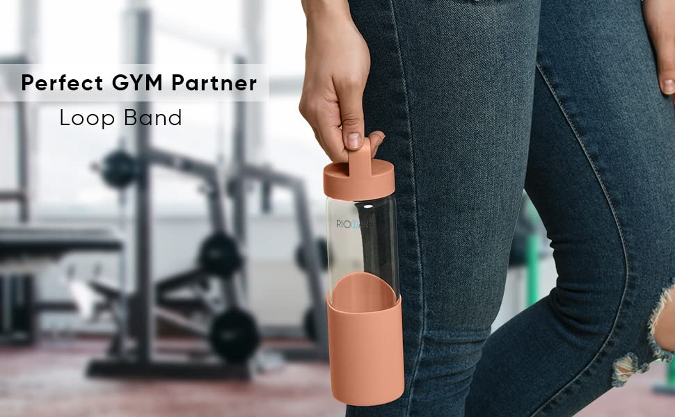 Hydraboost Borosilicate Glass Water Bottle With Silicon Sleeve 550ml Grey