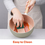 Load image into Gallery viewer, Rioware 20cm (3.1L) Granite Coating Sauce Pan | Nonstick Pan with Glass Lid & Wooden Handle – Compact & Durable | Cooking Pan for Soup, Noodles, Tea, Pasta & Steamed Vegetables (White)