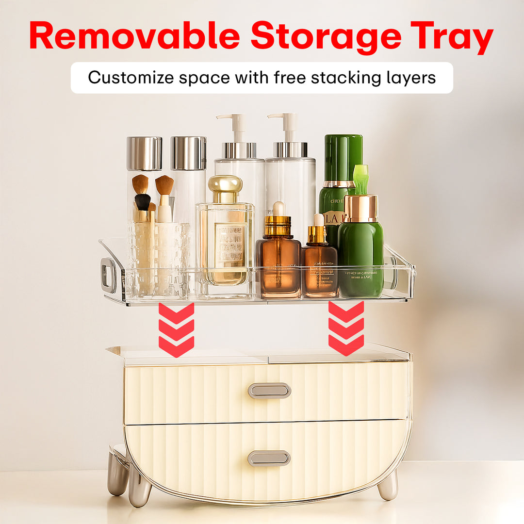 Luxury Multi Function Makeup Storage Box Creamy White
