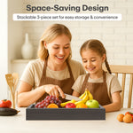 Load image into Gallery viewer, Serving Trays Wooden Black Abstract - Set of 3