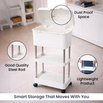 Load image into Gallery viewer, Rioware 3 Tier Slim Storage Trolley with Wheels & Top Lid | Plastic Rolling Organizer Cart for Home, Office, Bedroom, Kitchen, Bathroom, Laundry | Space Saver Plastic Rack