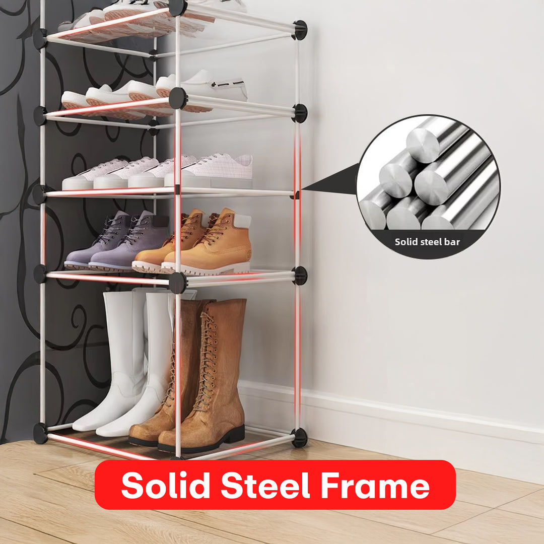 Shoe Rack Organizer 12 Pair 6 Shelves Black