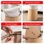 Load image into Gallery viewer, Bamboo Laundry Basket For Storage Round Brown