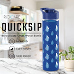 Load image into Gallery viewer, Quicksip Borosilicate Glass Water Bottle with Silicon Sleeve 550ml Green