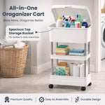 Load image into Gallery viewer, Rioware 3 Tier Slim Storage Trolley with Wheels & Top Lid | Plastic Rolling Organizer Cart for Home, Office, Bedroom, Kitchen, Bathroom, Laundry | Space Saver Plastic Rack