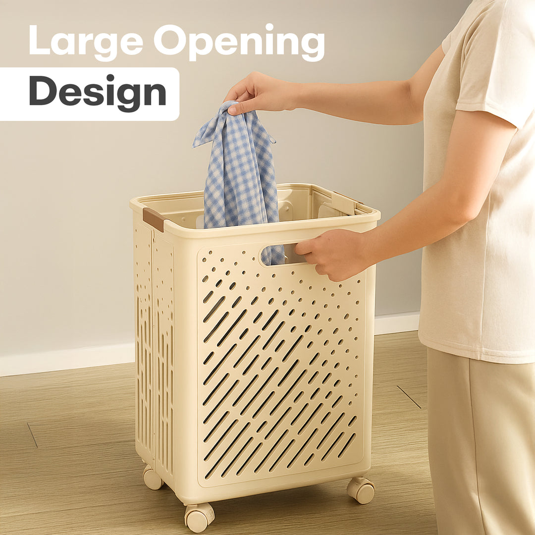 Laundry Magic Mover Foldable Laundry Basket With Wheels & Handles Extra Large