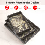 Load image into Gallery viewer, Serving Trays Wooden Black Abstract - Set of 3