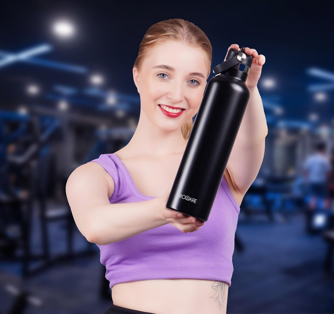 Riotuff Insulated Stainless Steel Leak Proof Water Bottle 24 Hours Hot And Cold  1 Ltr Blue