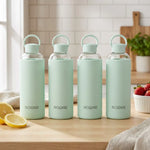 Load image into Gallery viewer, Aquashot Borosilicate Glass Water Bottle With Silicon Sleeve 750ml Black