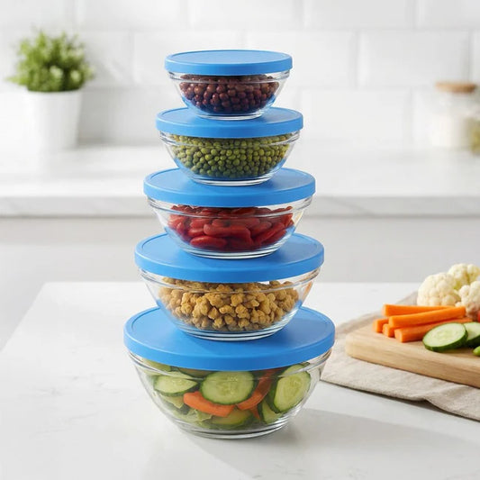 Stackable Glass Bowl Set of 5