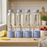 Load image into Gallery viewer, Purifa Pro Borosilicate Glass Water Bottle With Silicon Sleeve 750ml Blue