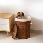 Load image into Gallery viewer, Bamboo Laundry Basket For Storage Round Brown