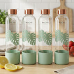 Load image into Gallery viewer, Purifa Borosilicate Glass Water Bottle With Silicon Sleeve 750ml Green