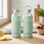 Load image into Gallery viewer, Aquashot Borosilicate Glass Water Bottle With Silicon Sleeve 750ml Black