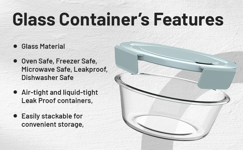 Glass Airtight Container Set 400ml +650ml Set of 02 Transparent